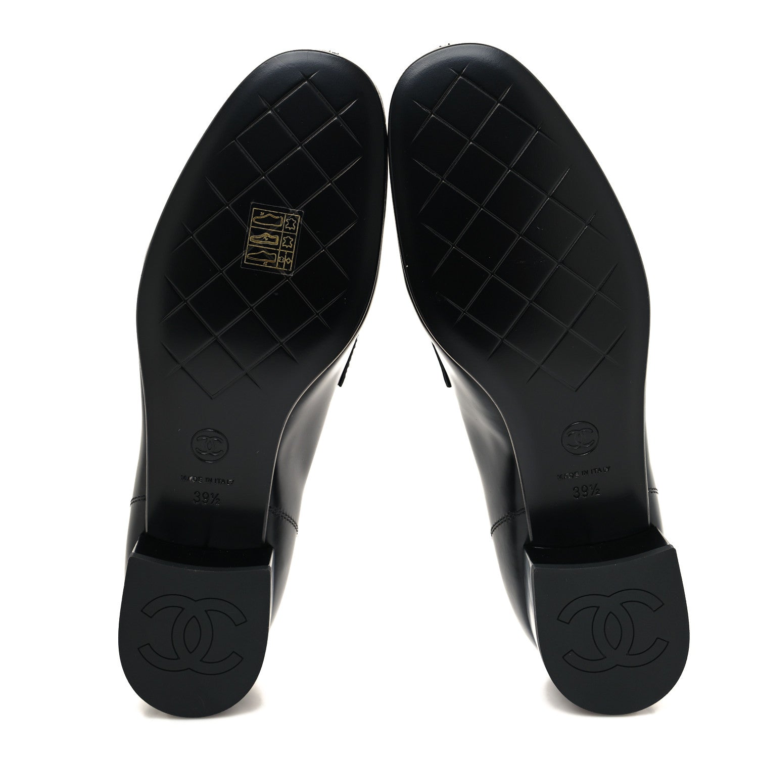 Chanel Shiny Calfskin Logo Loafers 39.5 Black 5 of 8