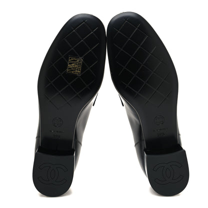 Chanel Shiny Calfskin Logo Loafers 39.5 Black 5 of 8