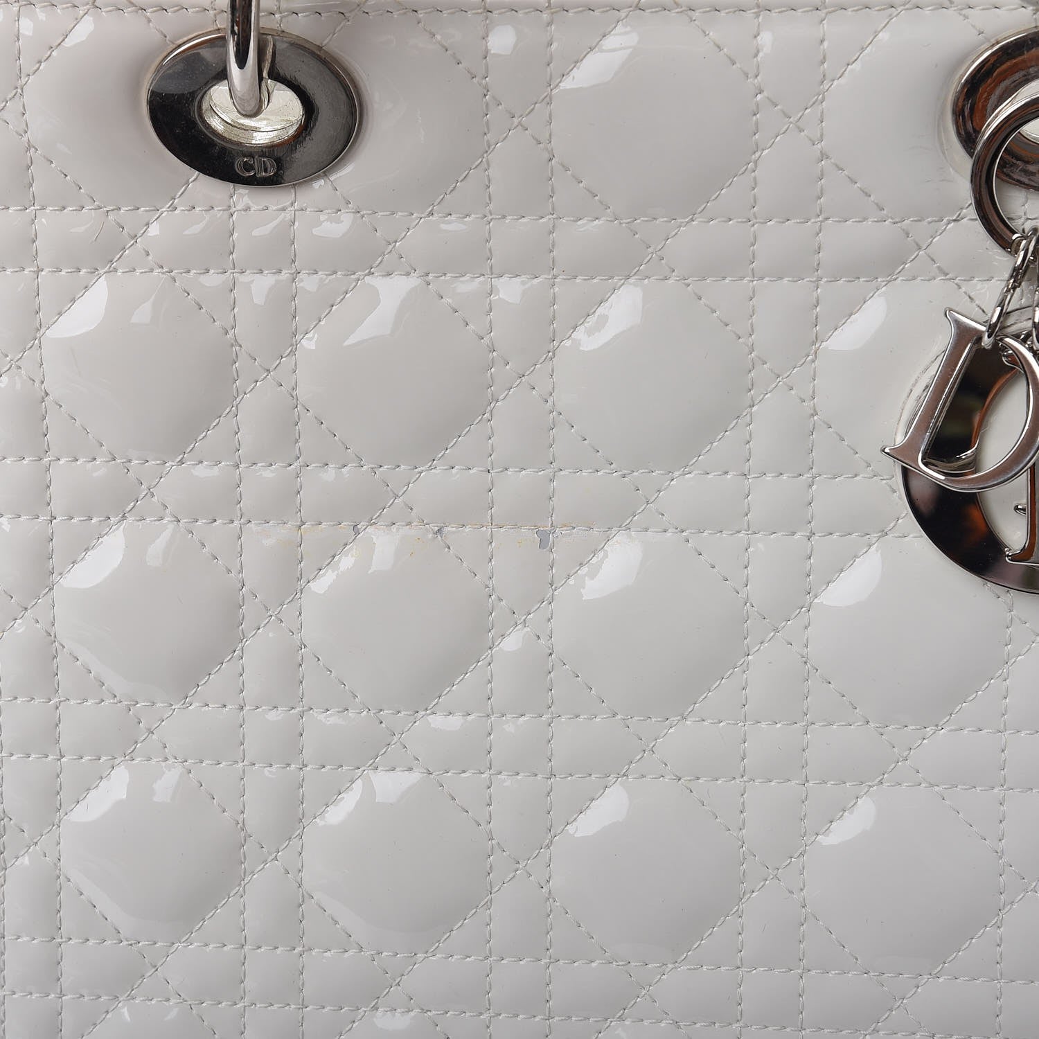 Christian Dior Patent Cannage Large Lady Dior White 8 of 10