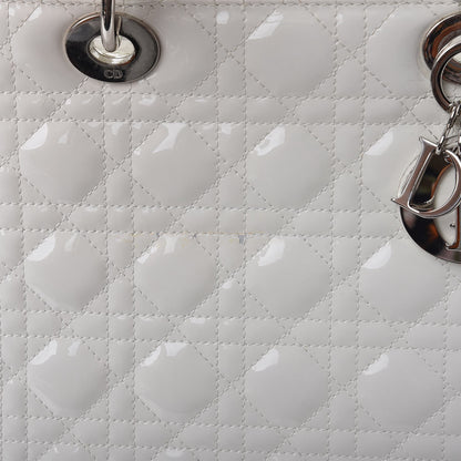 Christian Dior Patent Cannage Large Lady Dior White 8 of 10