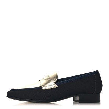 Chanel Iridescent Lambskin Fabric CC Mocassins 37.5 Gold Black 1 of 10