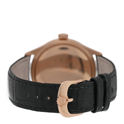 Rolex 18K Everose Gold Alligator 39mm Cellini Watch Black 50505 3 of 5