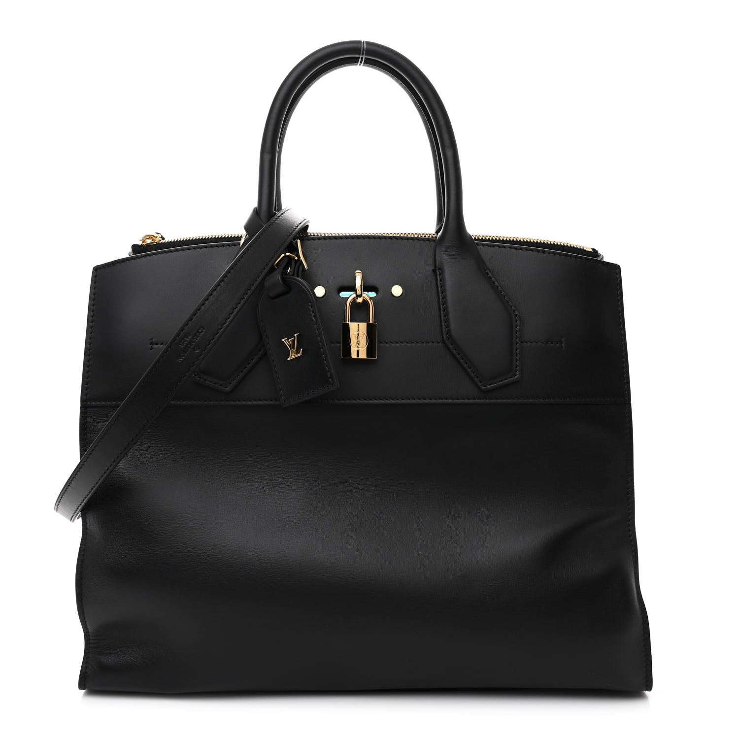 Louis Vuitton Calfskin City Steamer MM Black 1 of 9