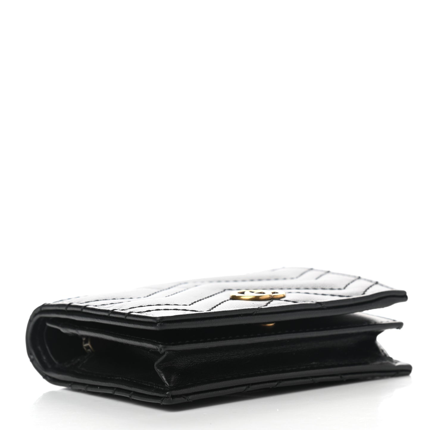 Calfskin Matelasse GG Marmont Card Case Wallet Black