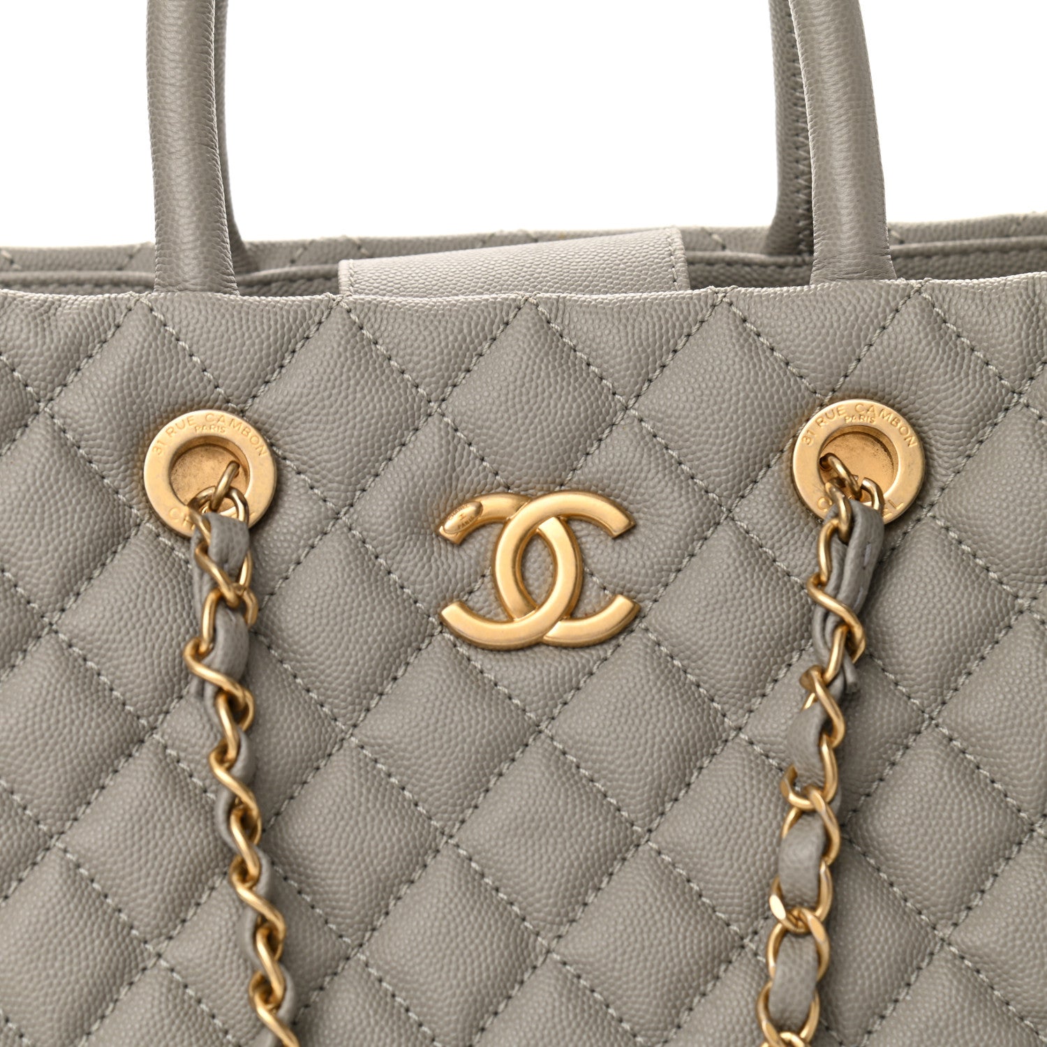 Chanel Caviar Quilted Coco Handle Shopping Tote Grey 8 of 12