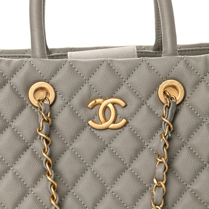 Chanel Caviar Quilted Coco Handle Shopping Tote Grey 8 of 12