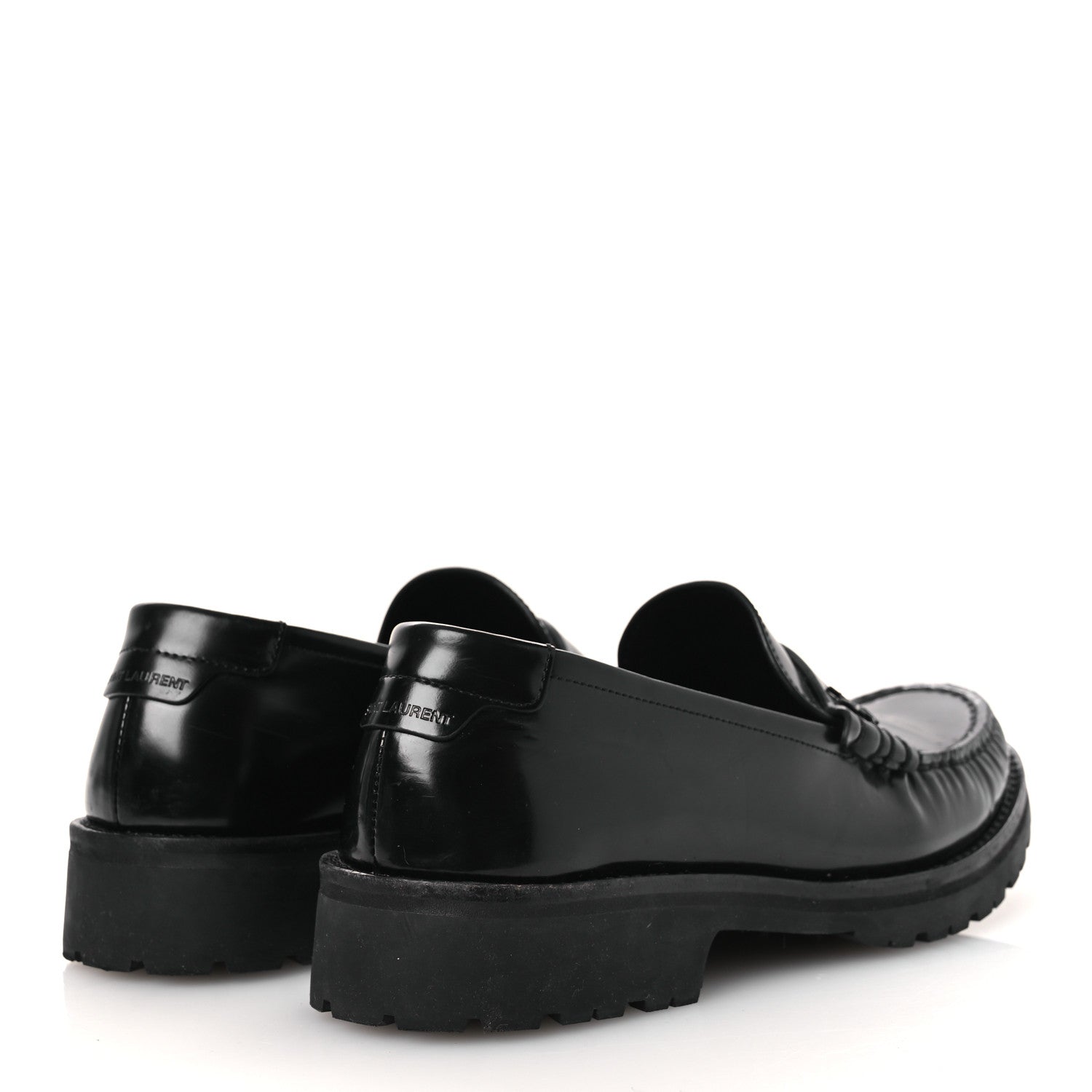 Saint Laurent Glazed Calfskin Chunky Le Loafer Penny Slippers 39 Black 5 of 12