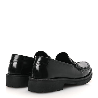 Saint Laurent Glazed Calfskin Chunky Le Loafer Penny Slippers 39 Black 5 of 12