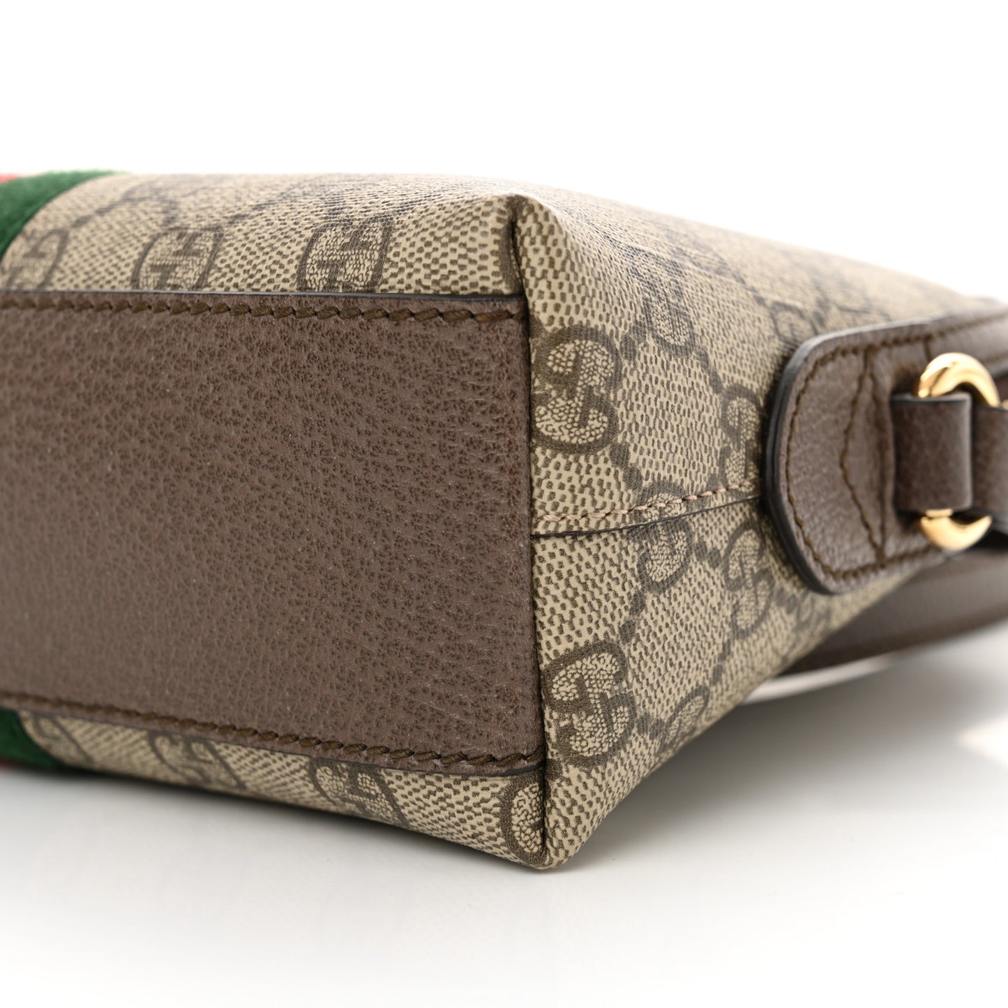 GG Supreme Monogram Textured Dollar Calfskin Web Small Ophidia Dome Shoulder Bag Beige Ebony New Acero