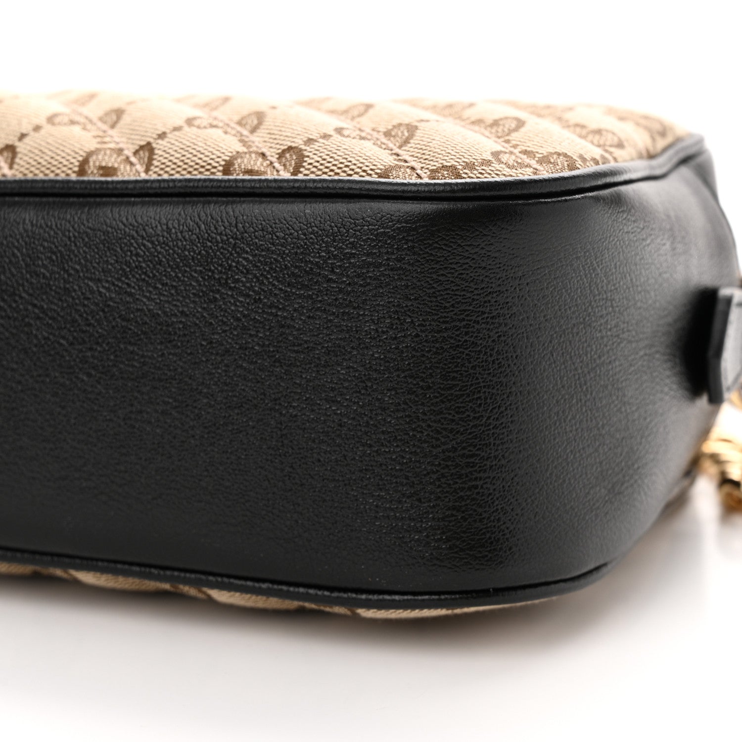 Gucci Monogram Matelasse Diagonal Small GG Marmont Chain Shoulder Bag Beige Black 10 of 12
