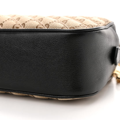 Gucci Monogram Matelasse Diagonal Small GG Marmont Chain Shoulder Bag Beige Black 10 of 12
