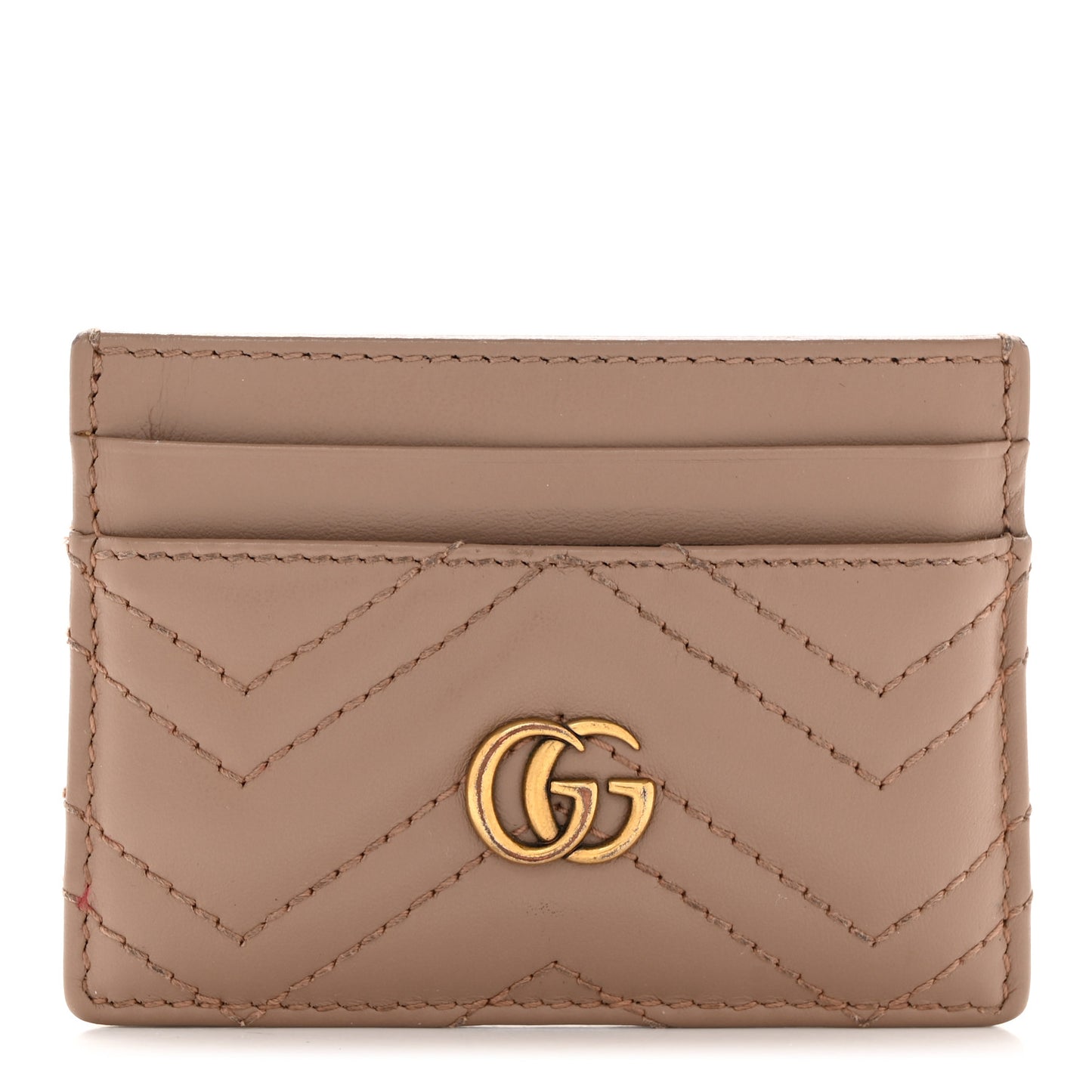 Calfskin Matelasse GG Marmont Card Holder Porcelain Rose