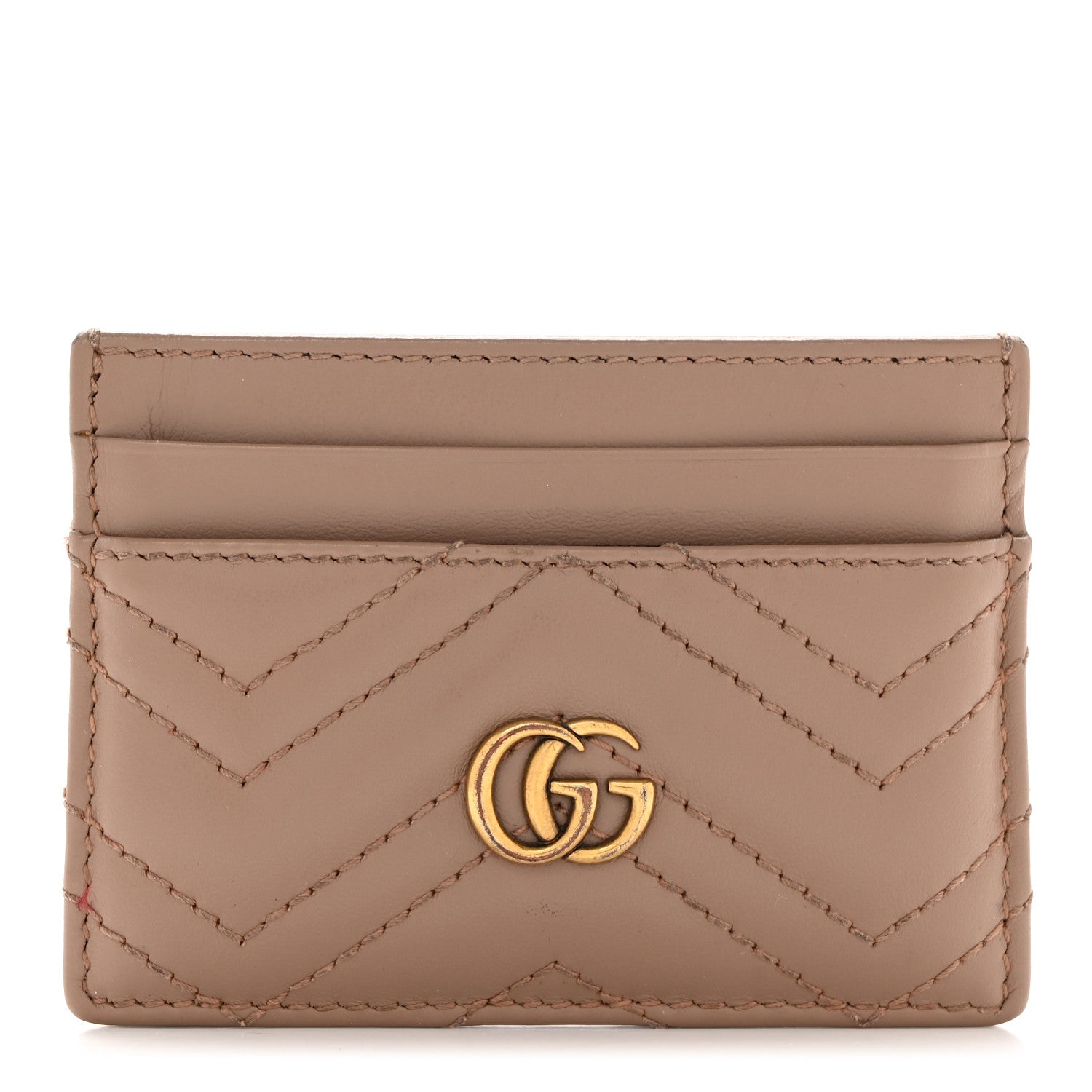 Gucci Calfskin Matelasse GG Marmont Card Holder Porcelain Rose 1 of 8