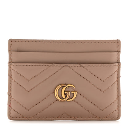 Gucci Calfskin Matelasse GG Marmont Card Holder Porcelain Rose 1 of 8
