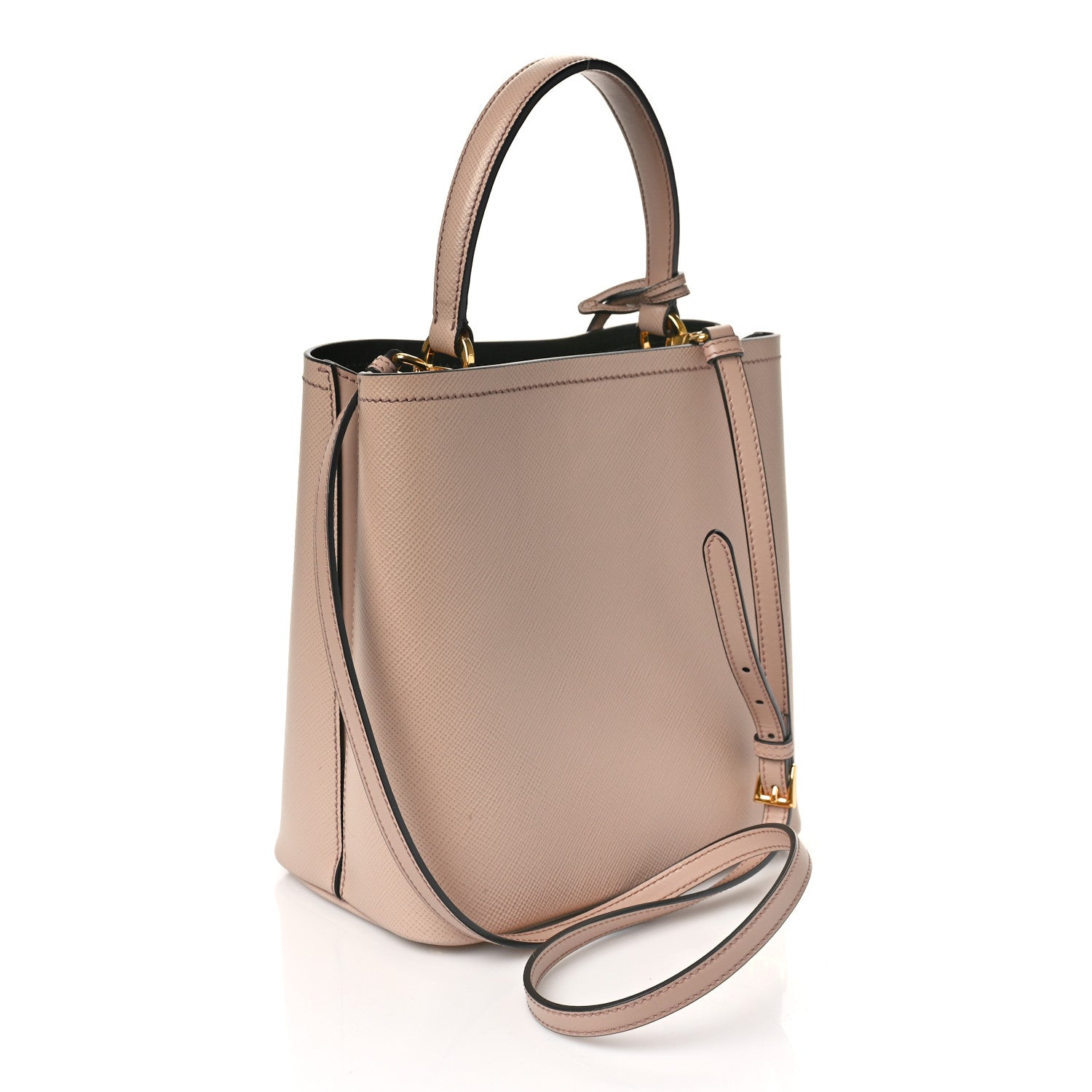 Prada Saffiano Cuir Medium Panier Bucket Bag Cipria Black 3 of 8