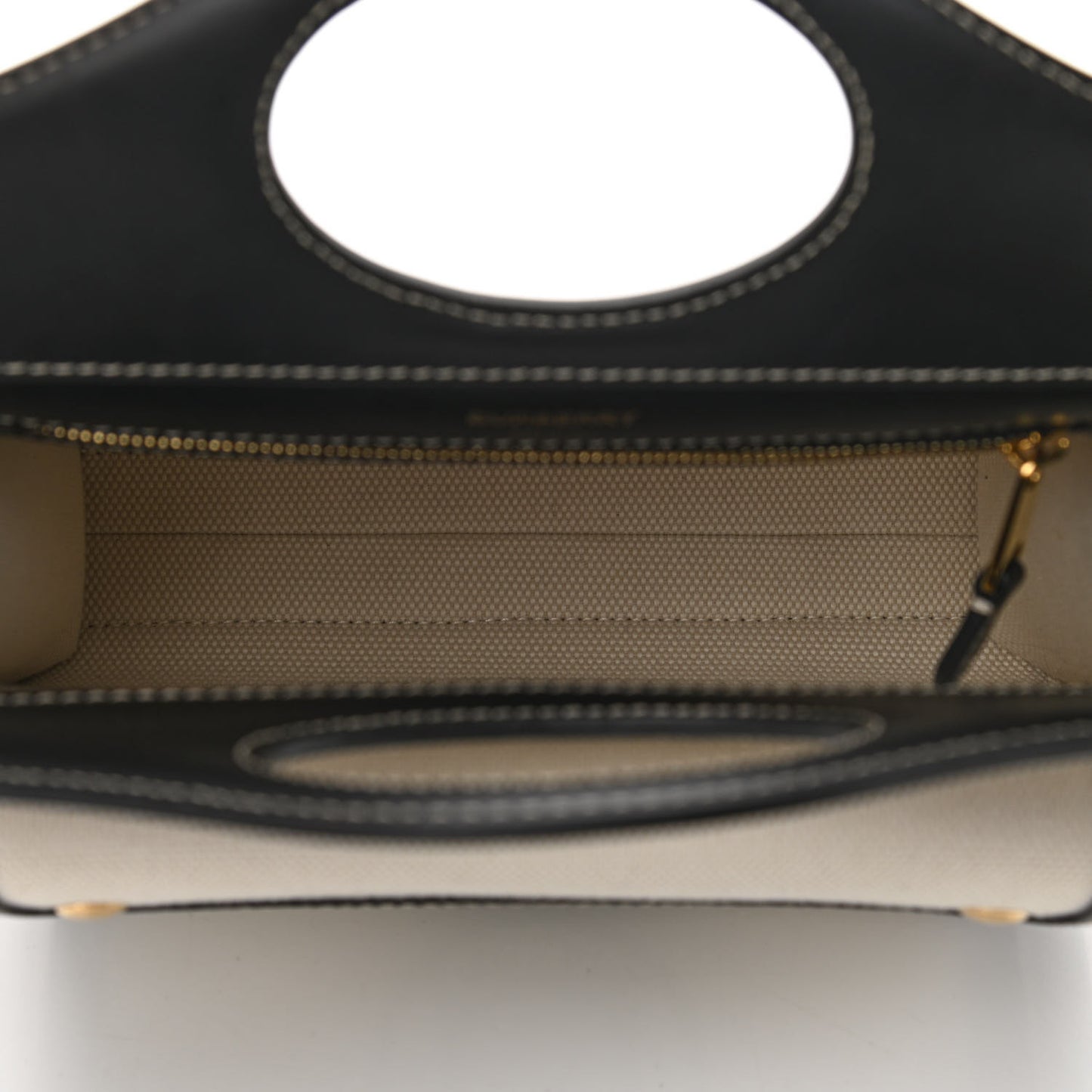 Canvas Smooth Calfskin Two Tone Mini Pocket Bag Black
