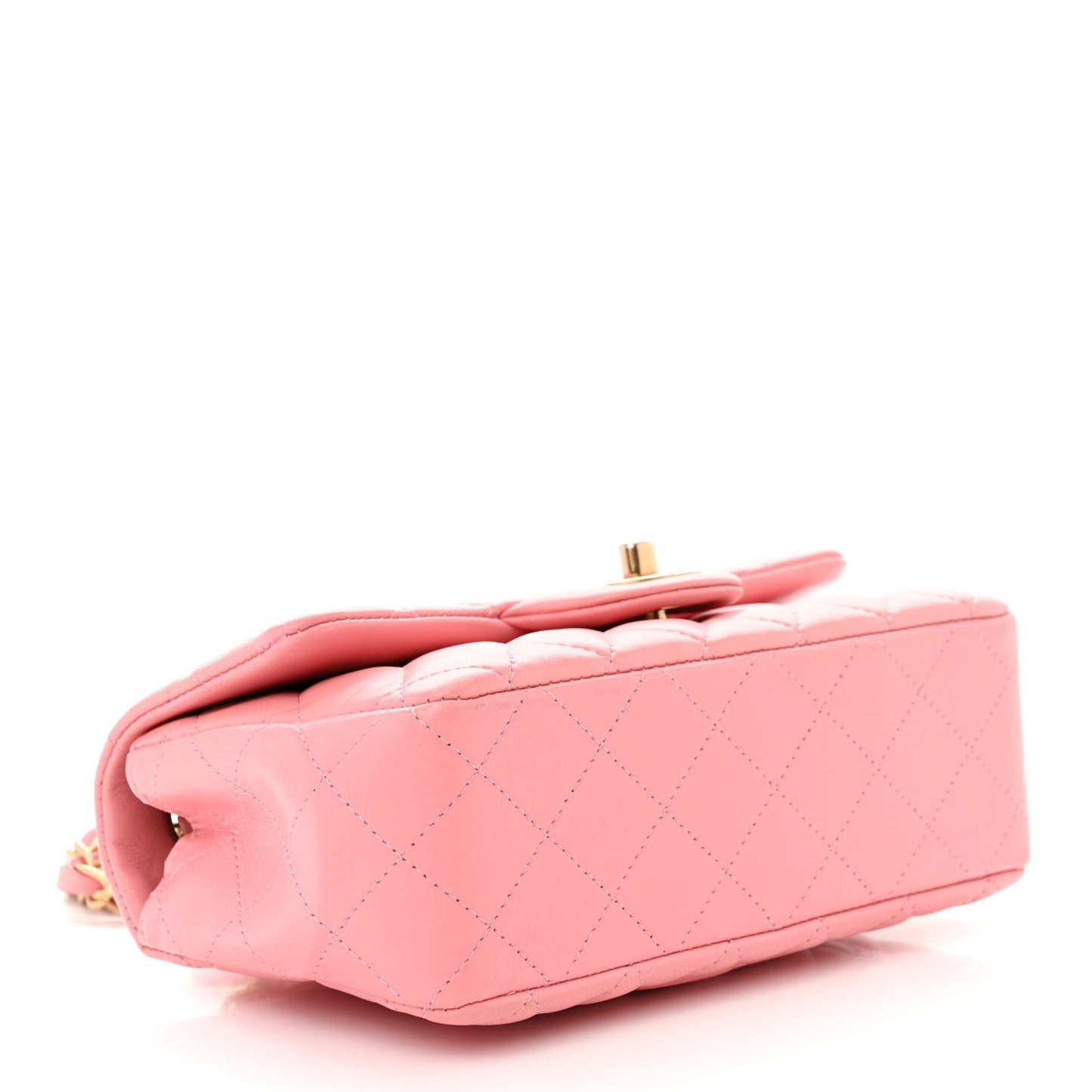 Lambskin Quilted Mini Rectangular Flap Pink