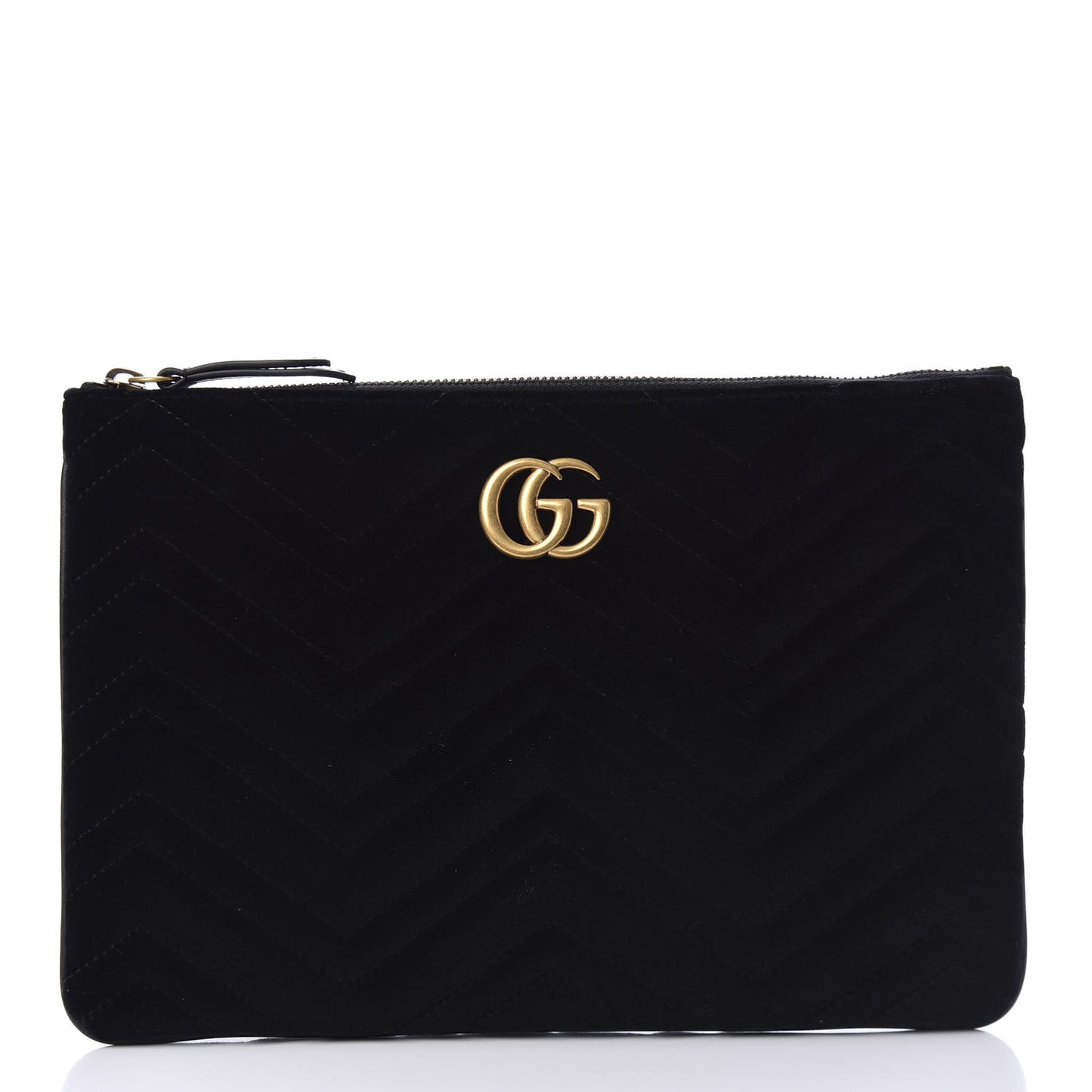 Velvet Matelasse GG Marmont Zip Pouch Black