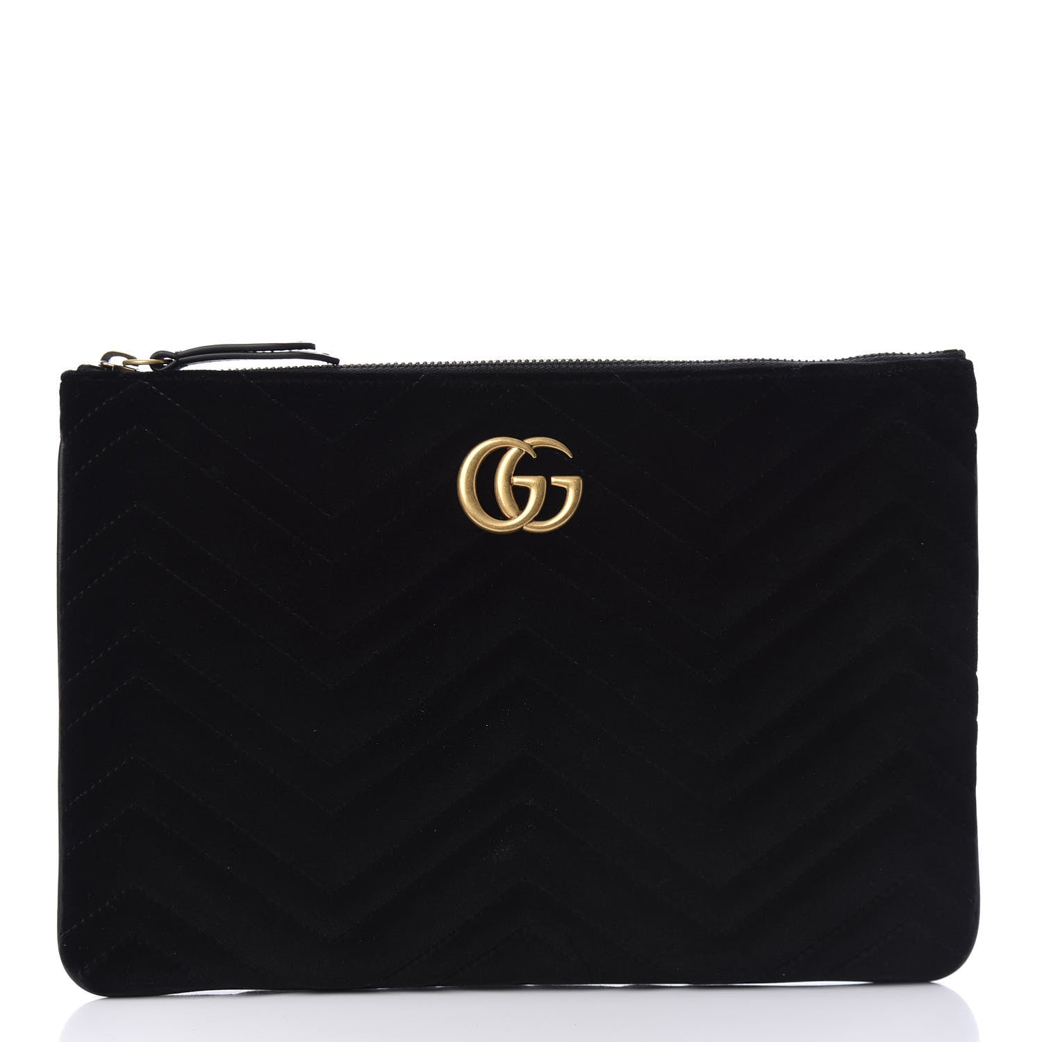 Gucci Velvet Matelasse GG Marmont Zip Pouch Black 1 of 9