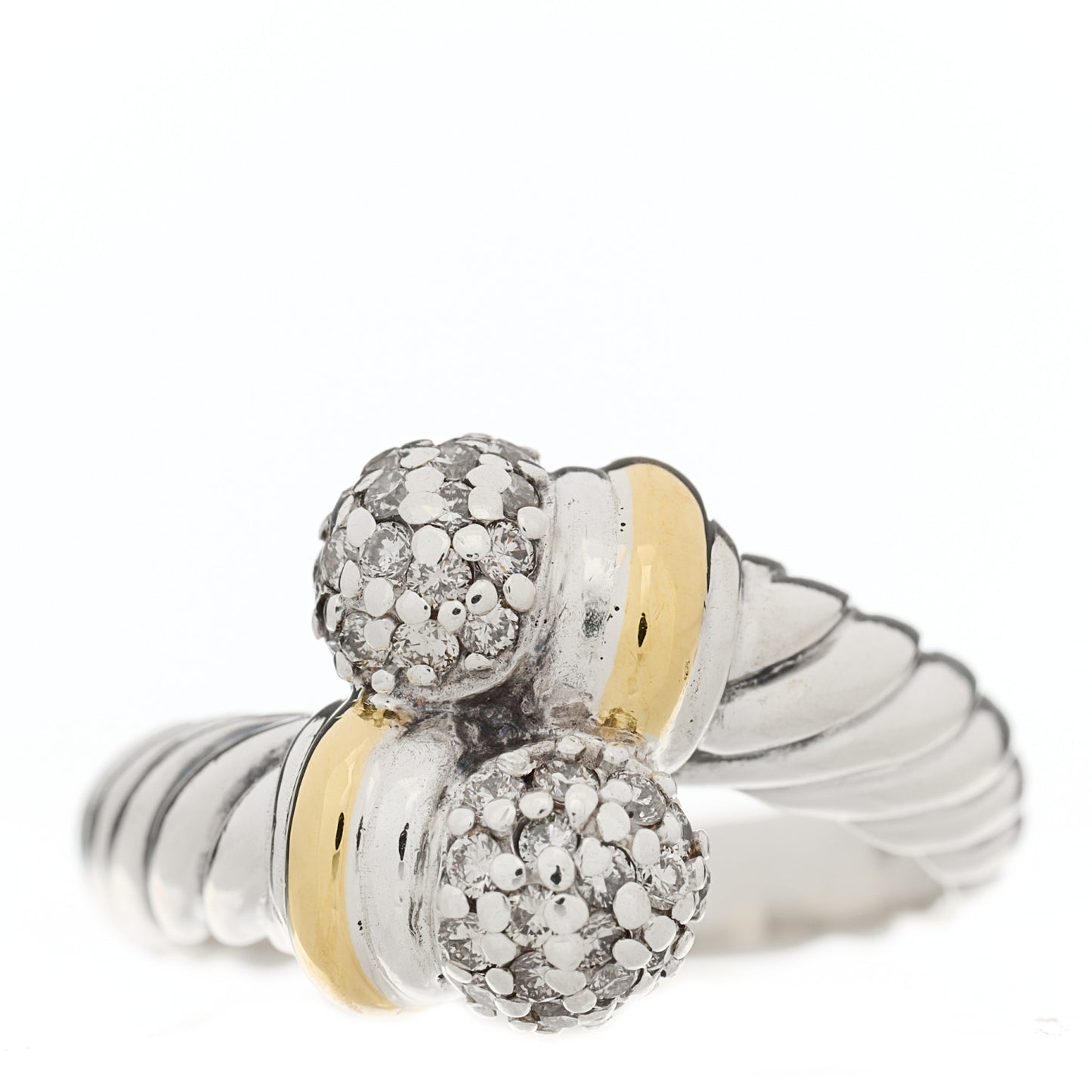 Sterling Silver 18K Yellow Gold Diamond Bypass Ring 51 5.75