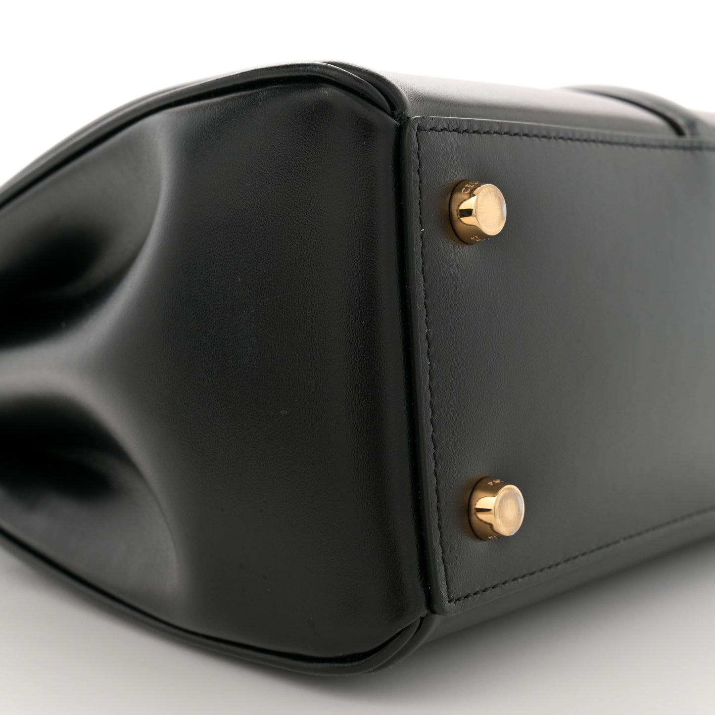 Satinated Calfskin Small 16 Top Handle Bag Black