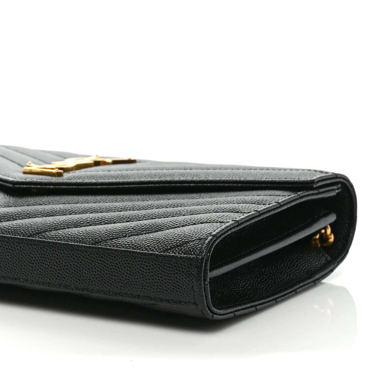 Grain De Poudre Matelasse Chevron Monogram Chain Wallet Black