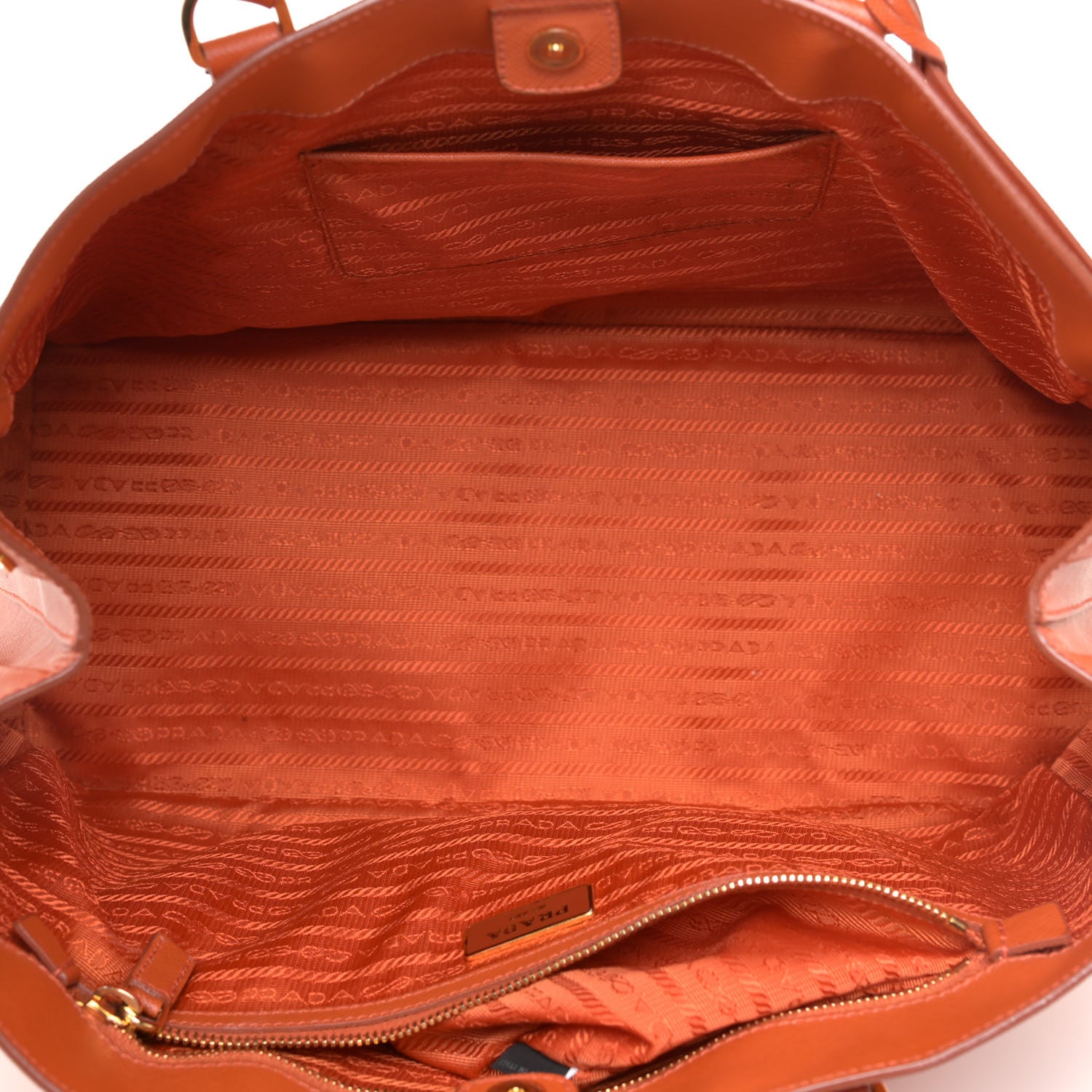 Prada Saffiano Cuir Medium Double Bag Papaya 7 of 19