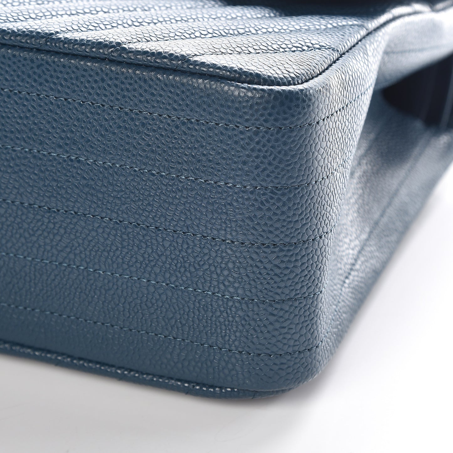Caviar Chevron Quilted Jumbo Double Flap Blue