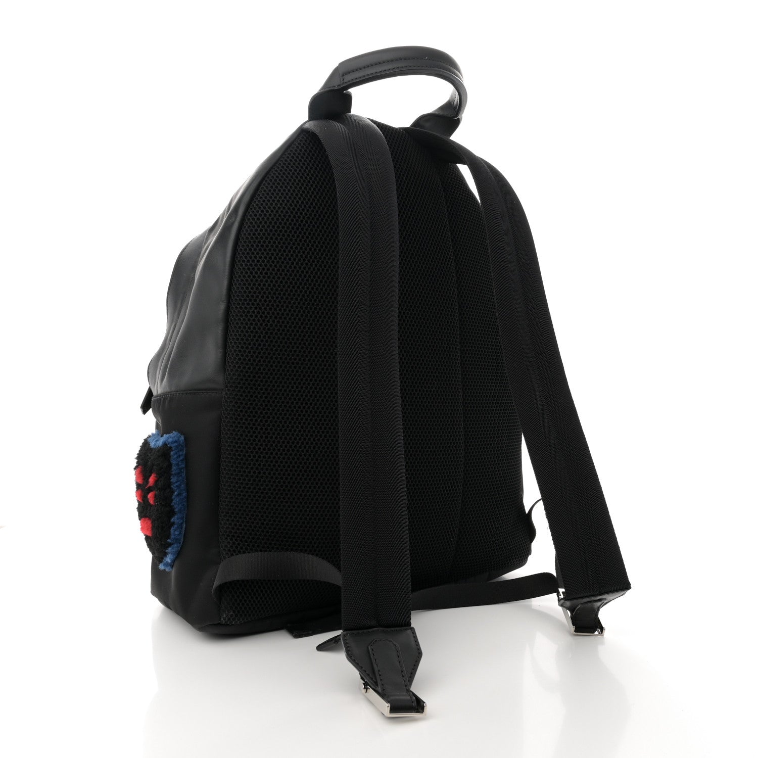 Fendi Nylon Calfskin Shearling Emoticon Backpack Black 3 of 15