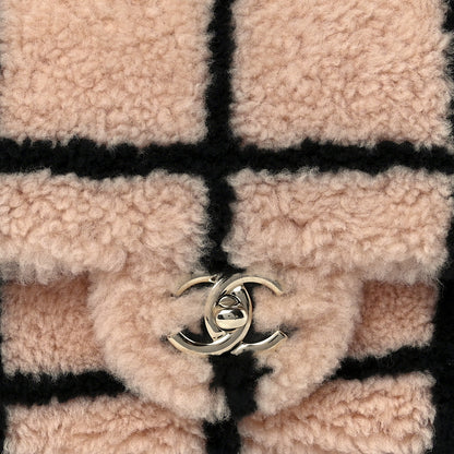 Chanel Shearling Lambskin Large Fluffy Tartan Single Flap Pink Black 9 of 12