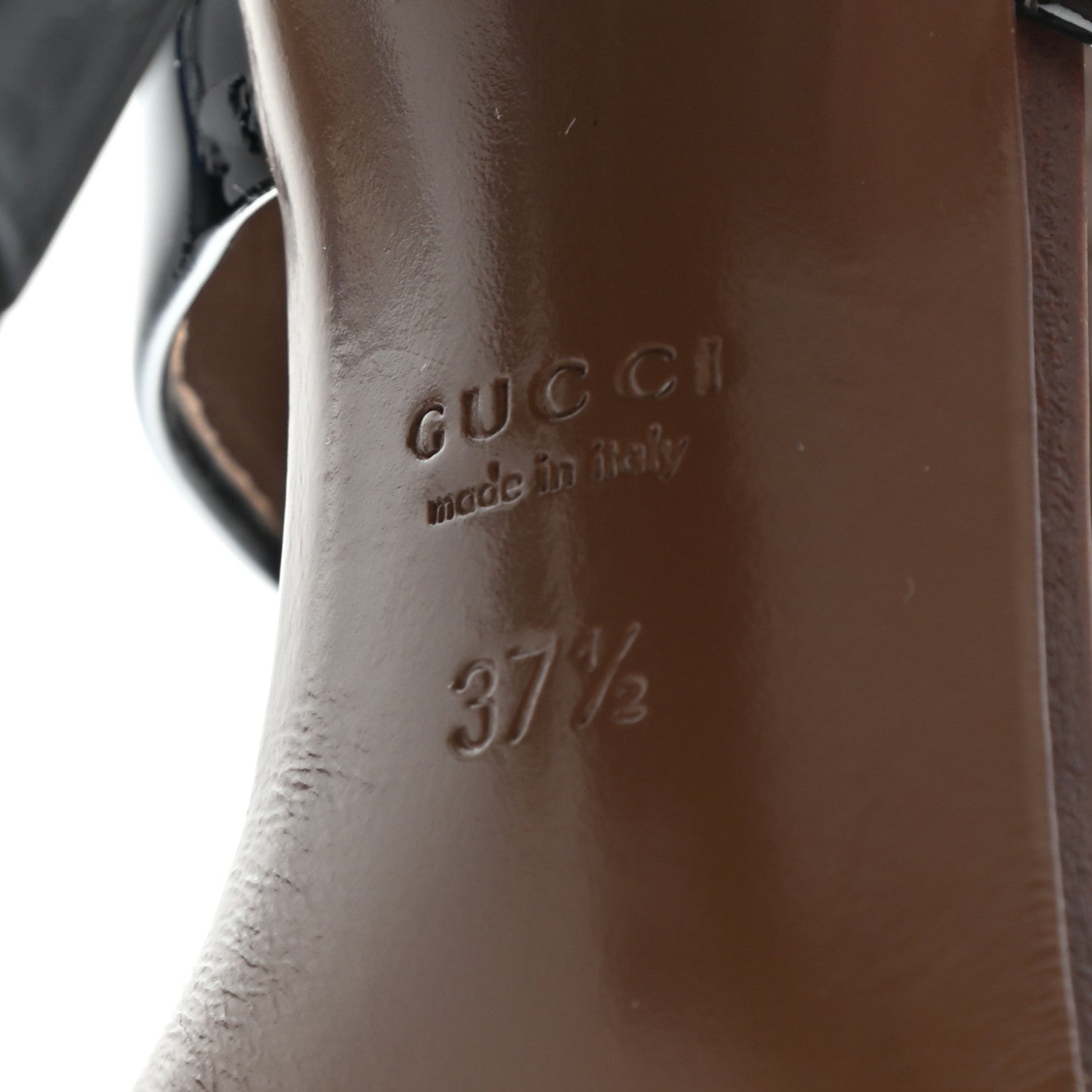 Gucci Patent Horsebit Ankle Strap Sandals 37.5 Black 6 of 8
