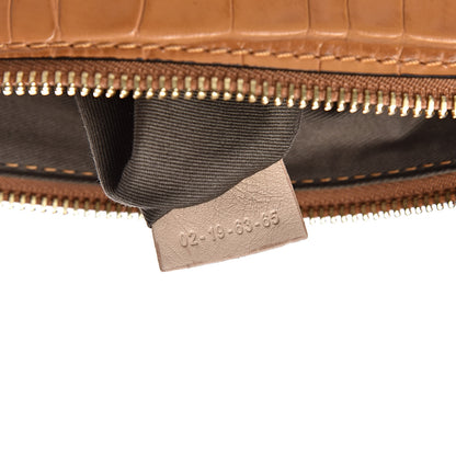 Chloe Calfskin Crocodile Embossed Small Marcie Satchel Autumnal Brown 7 of 11