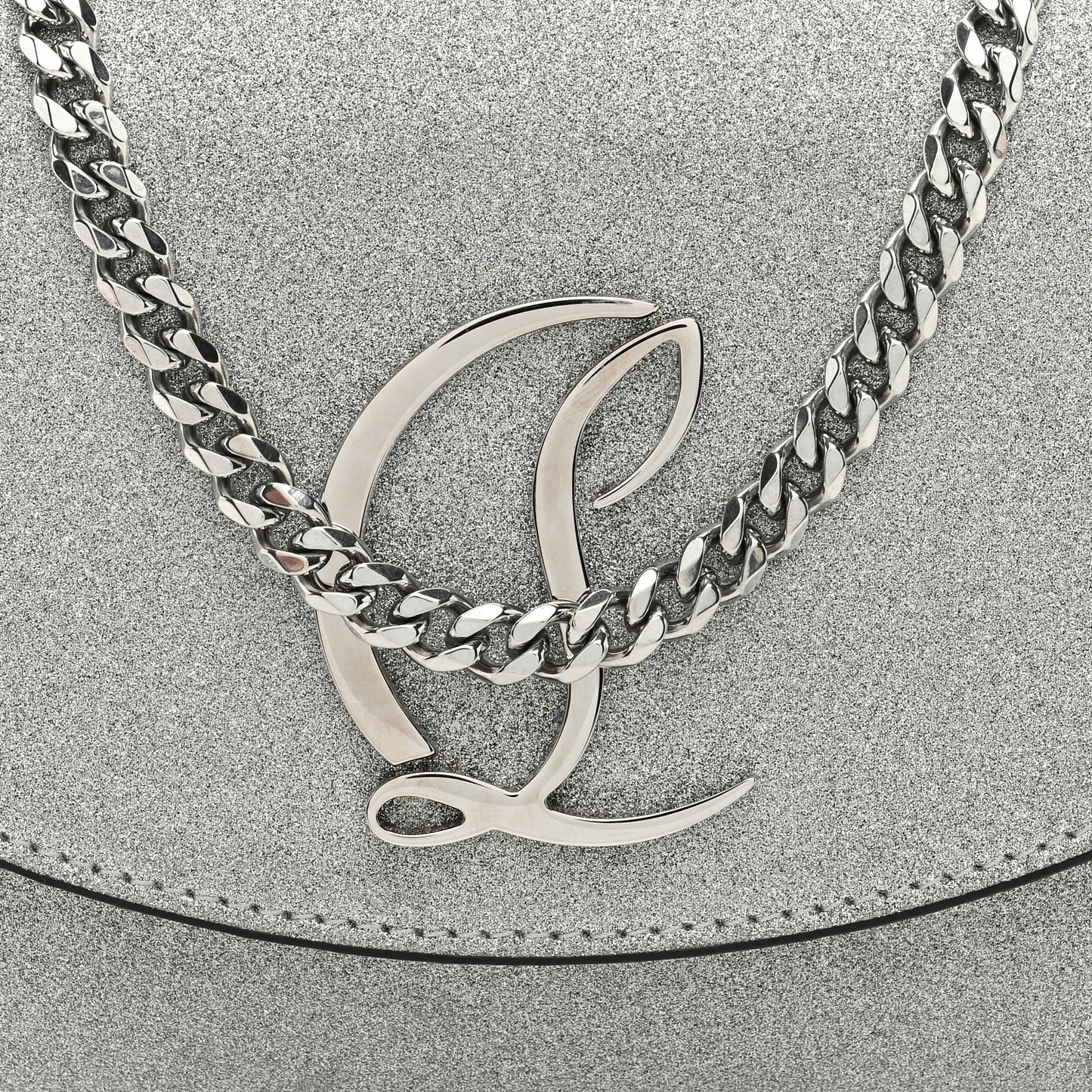 Glitter Calfskin Loubi54 Wallet On Chain Silver