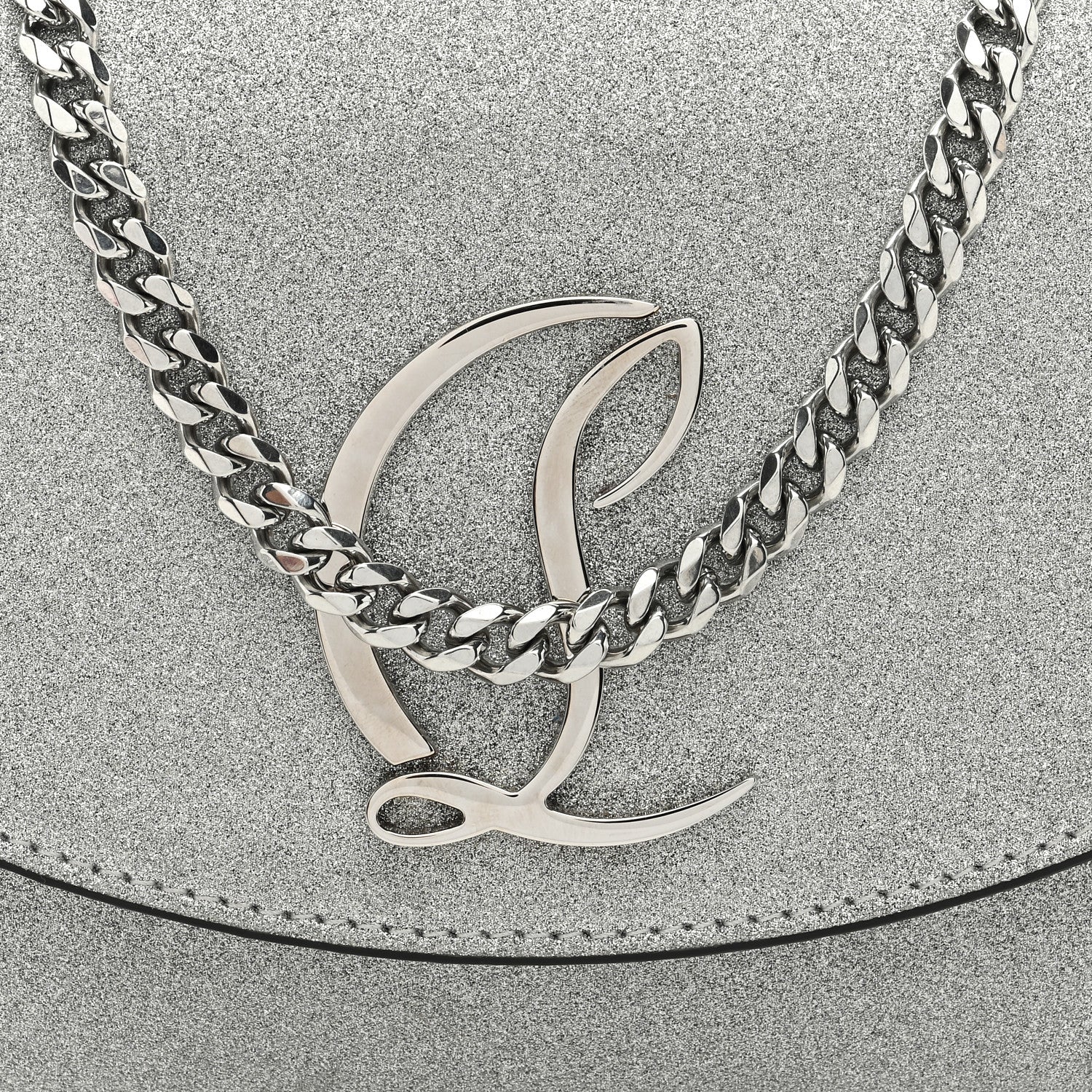 Christian Louboutin Glitter Calfskin Loubi54 Wallet On Chain Silver 9 of 11