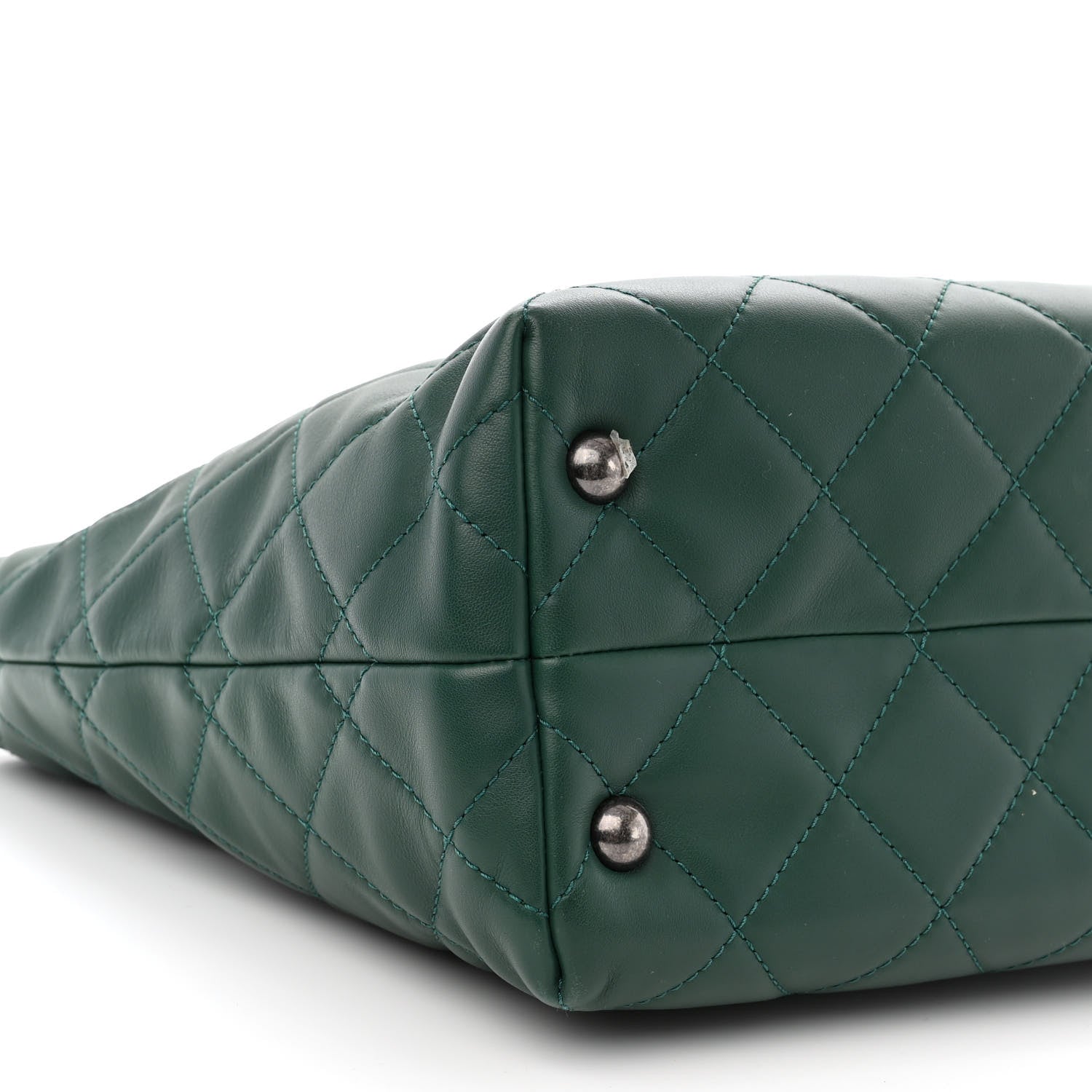 Chanel Calfskin Quilted Large Shopping In Chains Tote Green 9 of 14
