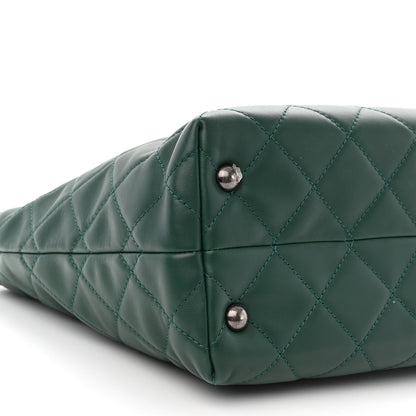 Chanel Calfskin Quilted Large Shopping In Chains Tote Green 9 of 14
