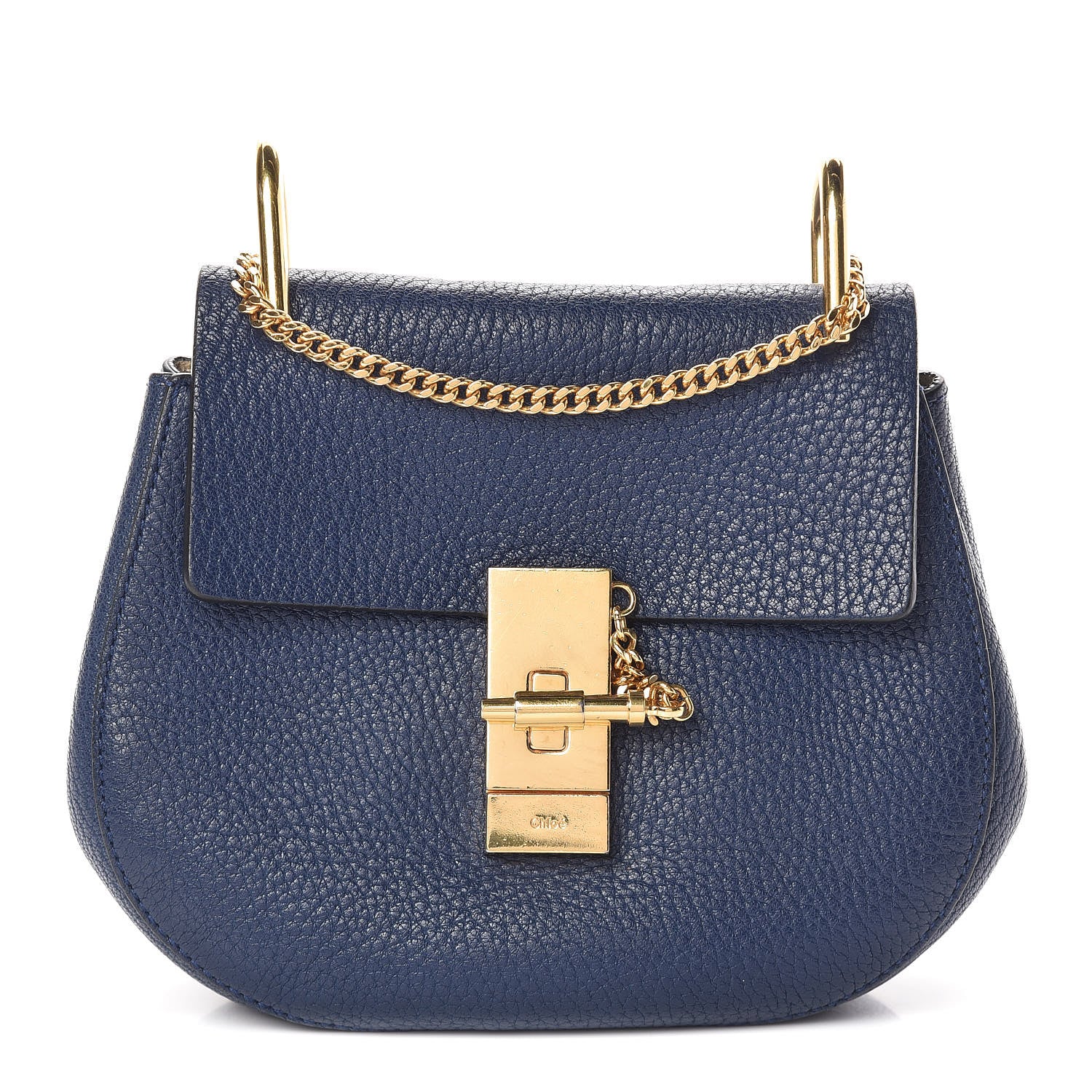 Chloe Grained Lambskin Mini Drew Shoulder Bag Royal Navy 1 of 11