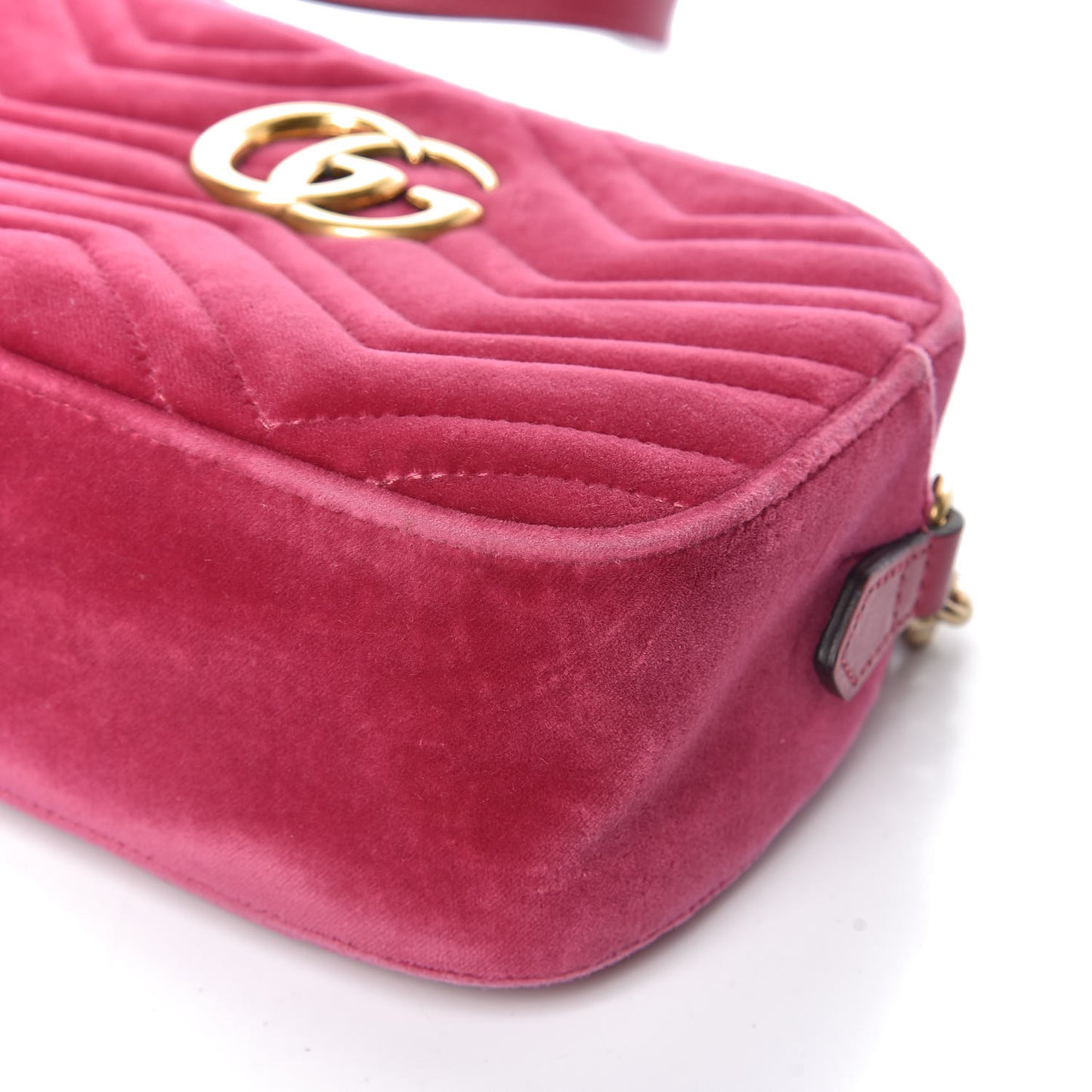 Velvet Matelasse Small GG Marmont Chain Shoulder Bag Light Raspberry Rose