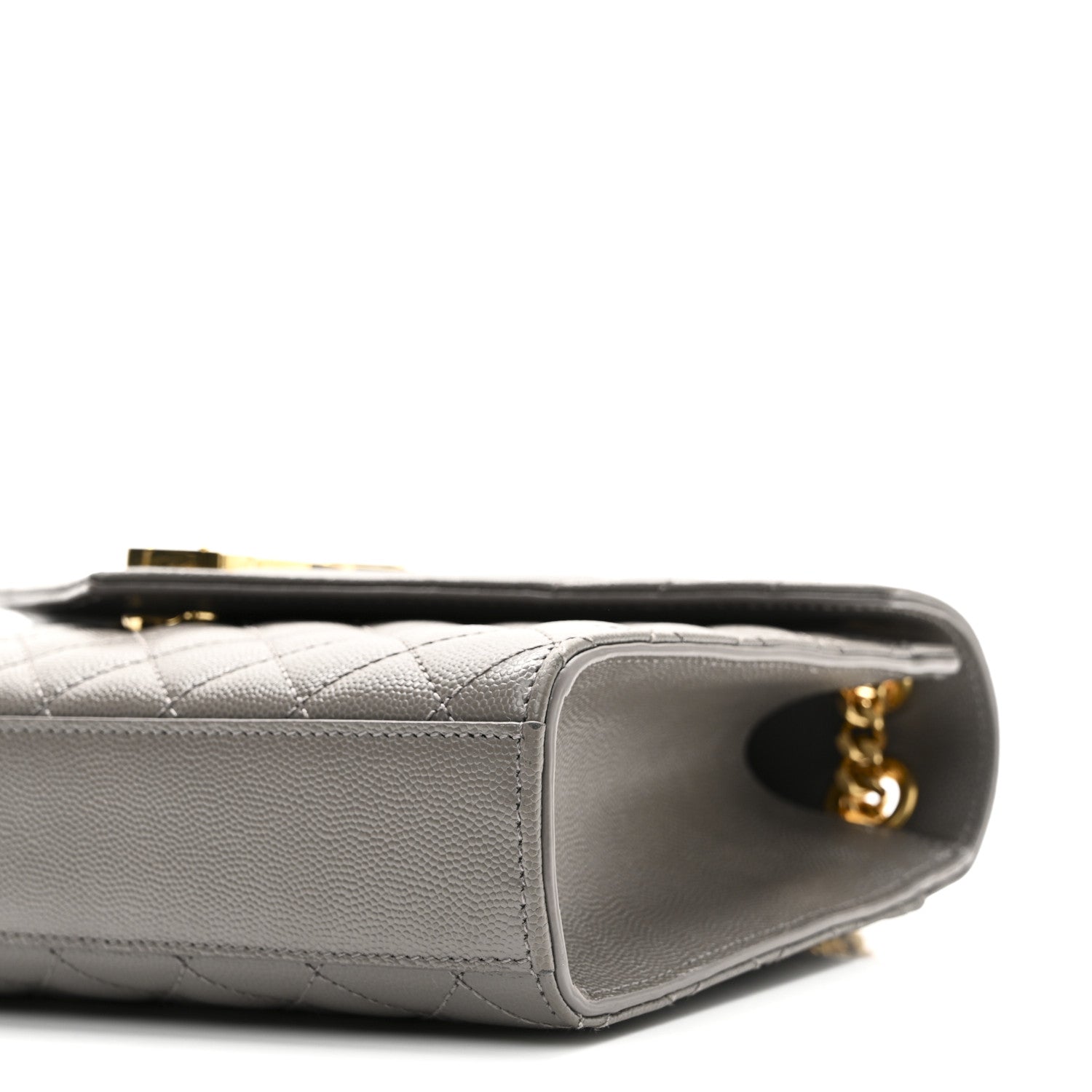 Saint Laurent Grain De Poudre Textured Mixed Matelasse Medium Triquilt Monogram Satchel Fog 9 of 9