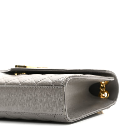 Saint Laurent Grain De Poudre Textured Mixed Matelasse Medium Triquilt Monogram Satchel Fog 9 of 9