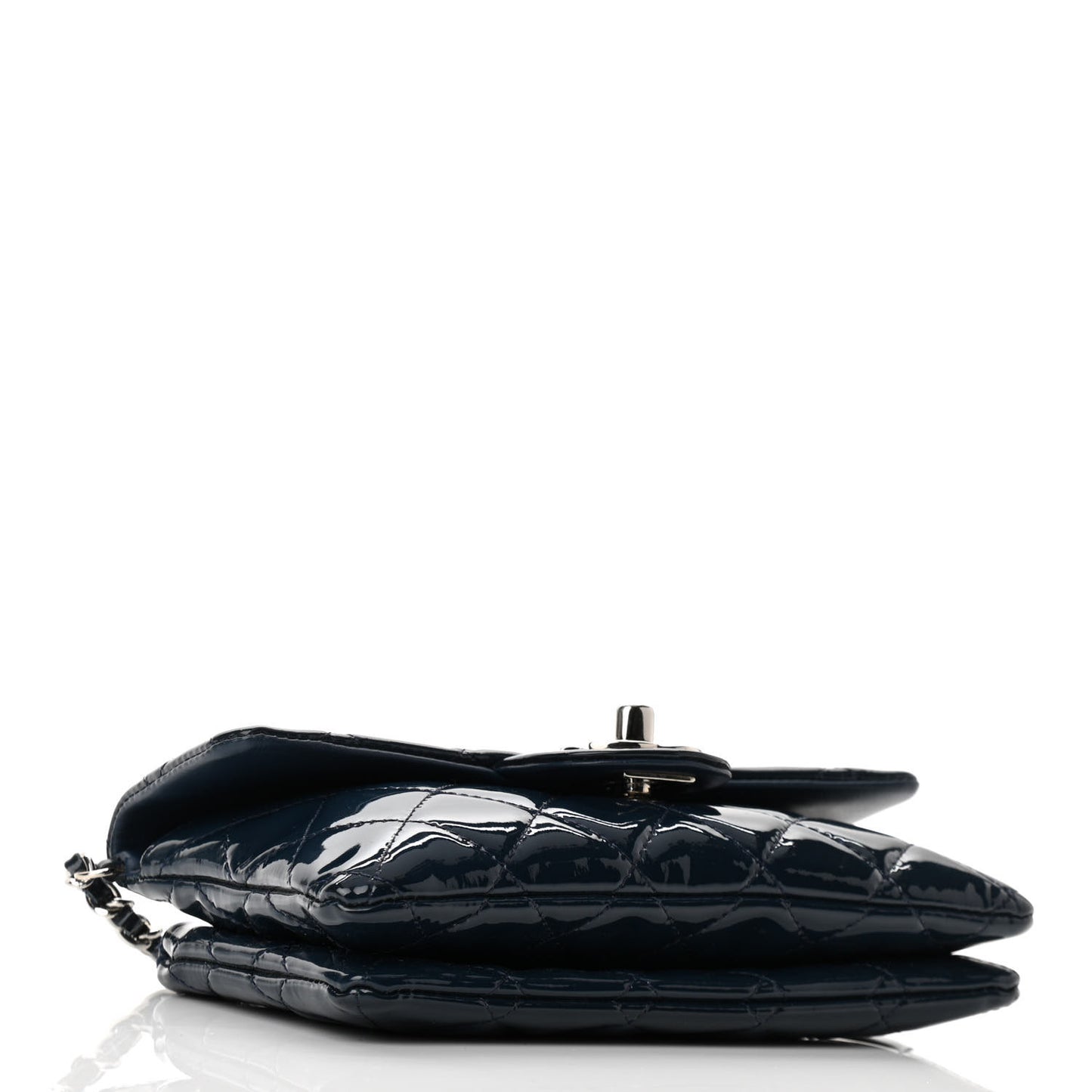 Patent Calfskin Mini Flap Crossbody Blue