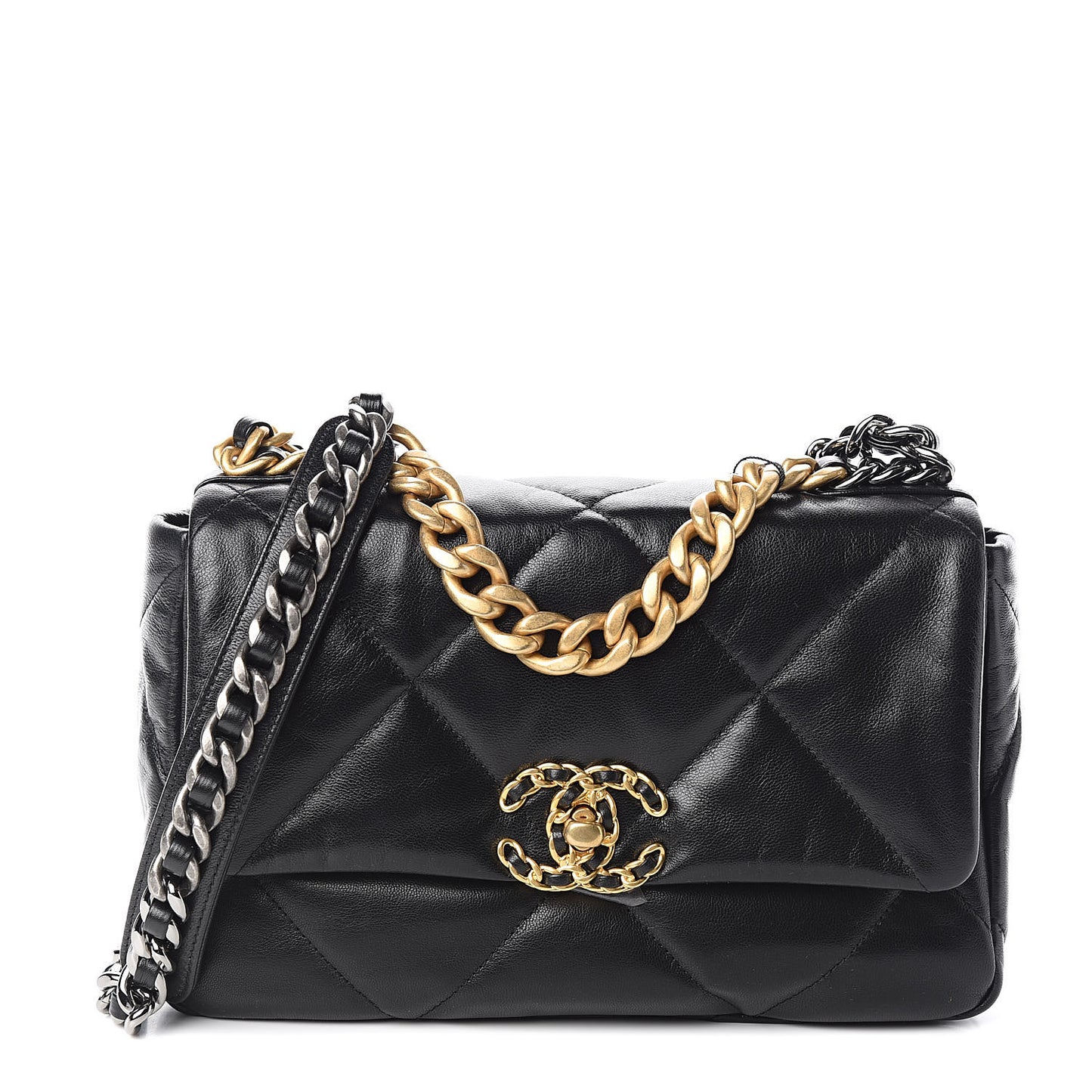 Goatskin Quilted Medium 19 Flap Black