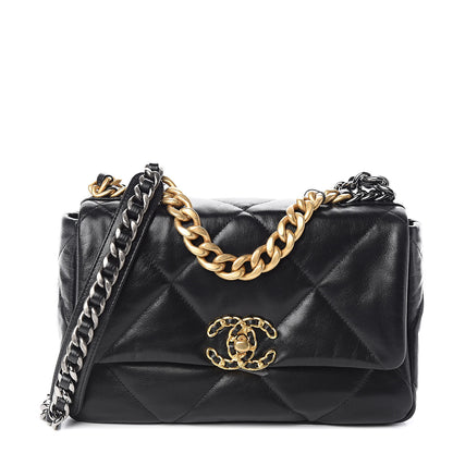Chanel Goatskin Quilted Medium 19 Flap Black 1 of 11