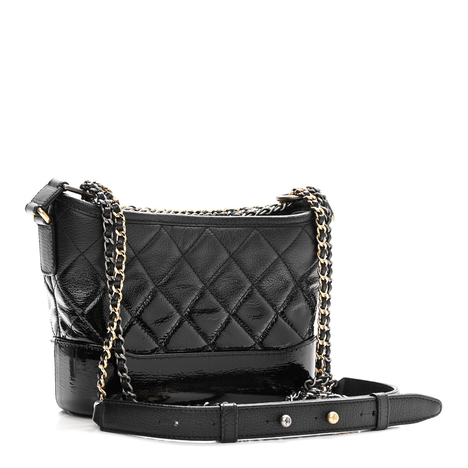 Chanel Patent Goatskin Quilted Small Gabrielle Hobo Black 3 of 11