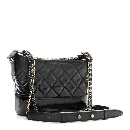 Chanel Patent Goatskin Quilted Small Gabrielle Hobo Black 3 of 11
