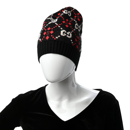 Gucci Knit GG Monogram Diamante Beanie Hat S Black 2 of 5
