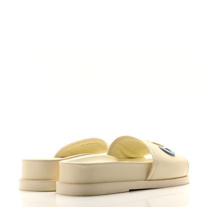 Chanel Lambskin Cha-Nel Mule Sandals 38 Ivory Multicolor 4 of 11