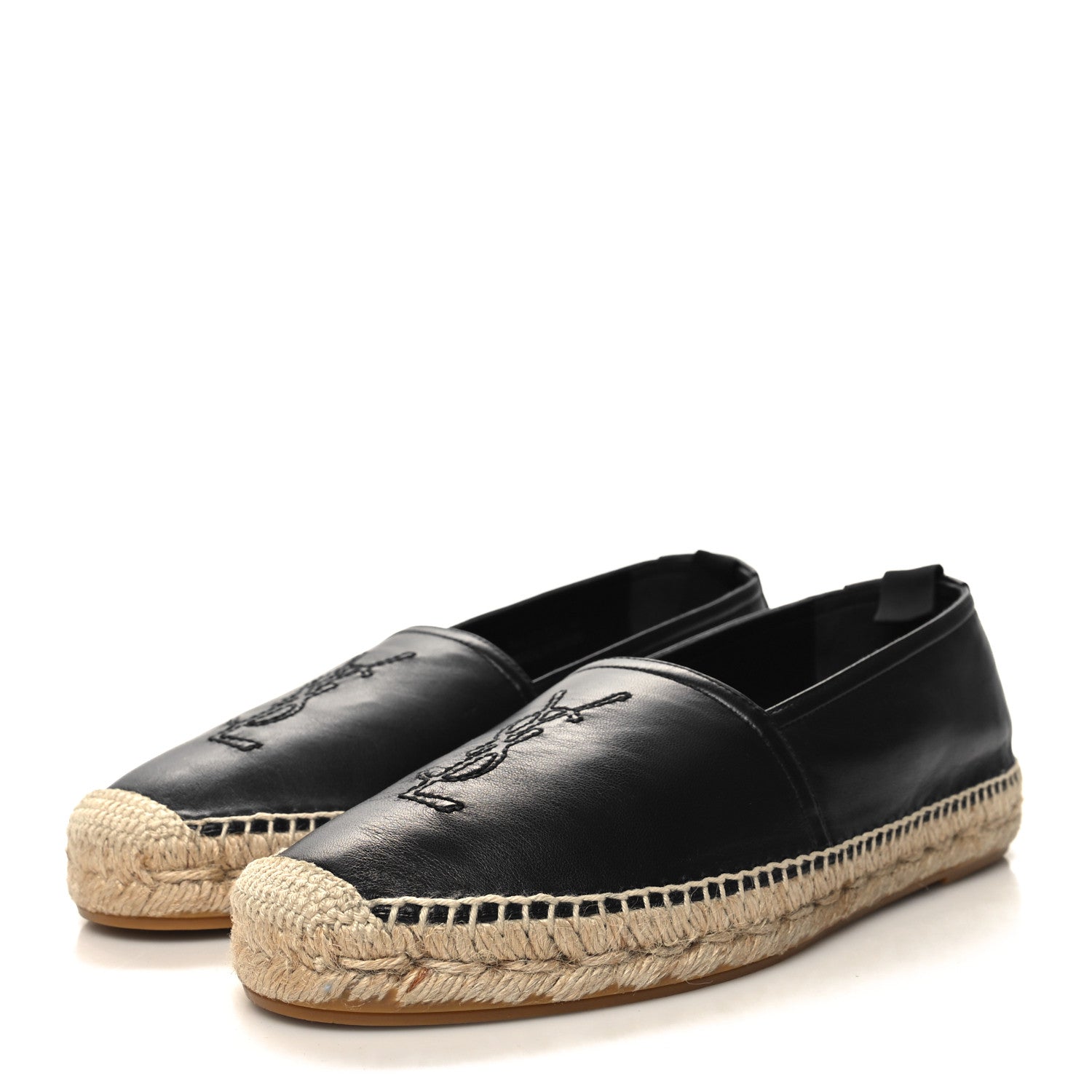 Saint Laurent Lambskin Mens Monogram Espadrilles 40 Black 3 of 8