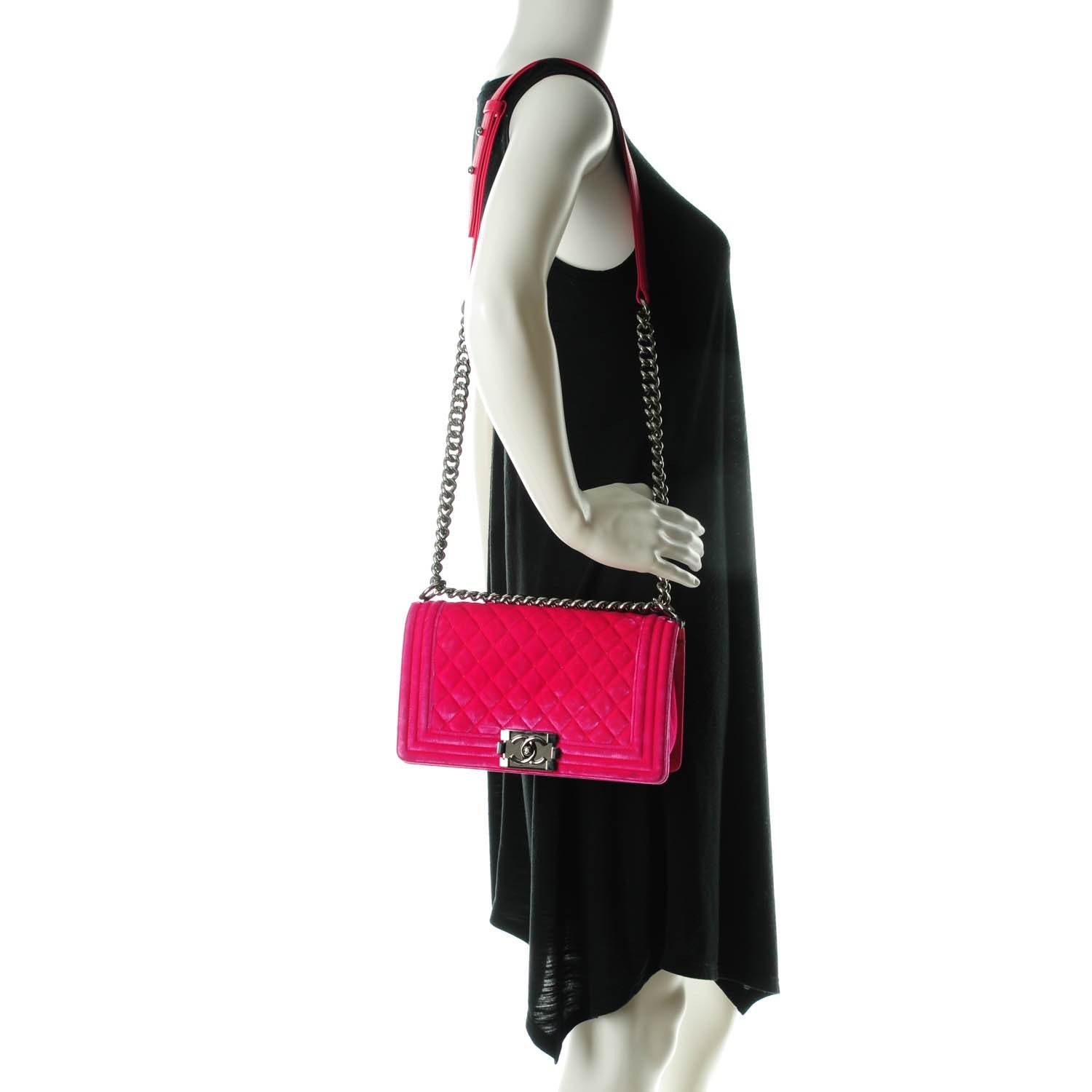 Chanel Velvet Quilted Medium Boy Flap Fuchsia 2 of 8