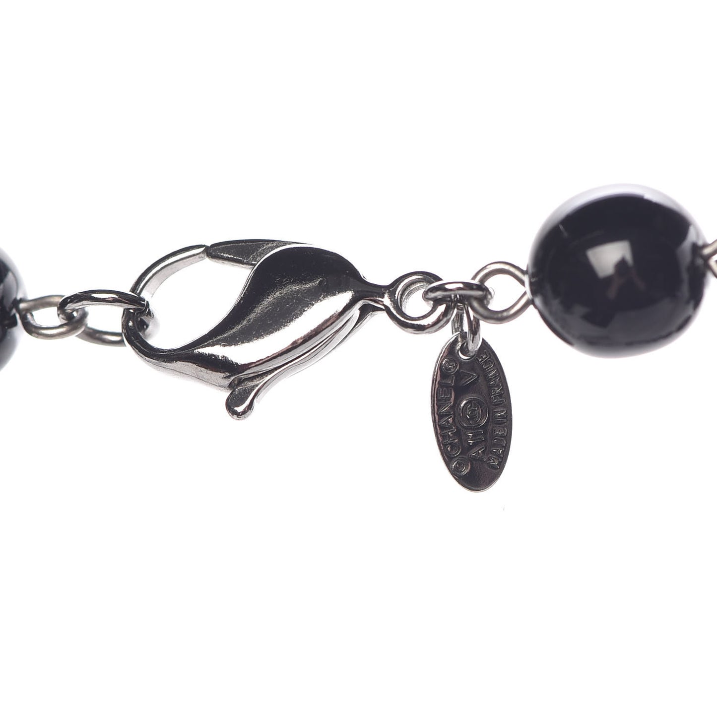 Ruthenium Beaded CC Long Necklace Black